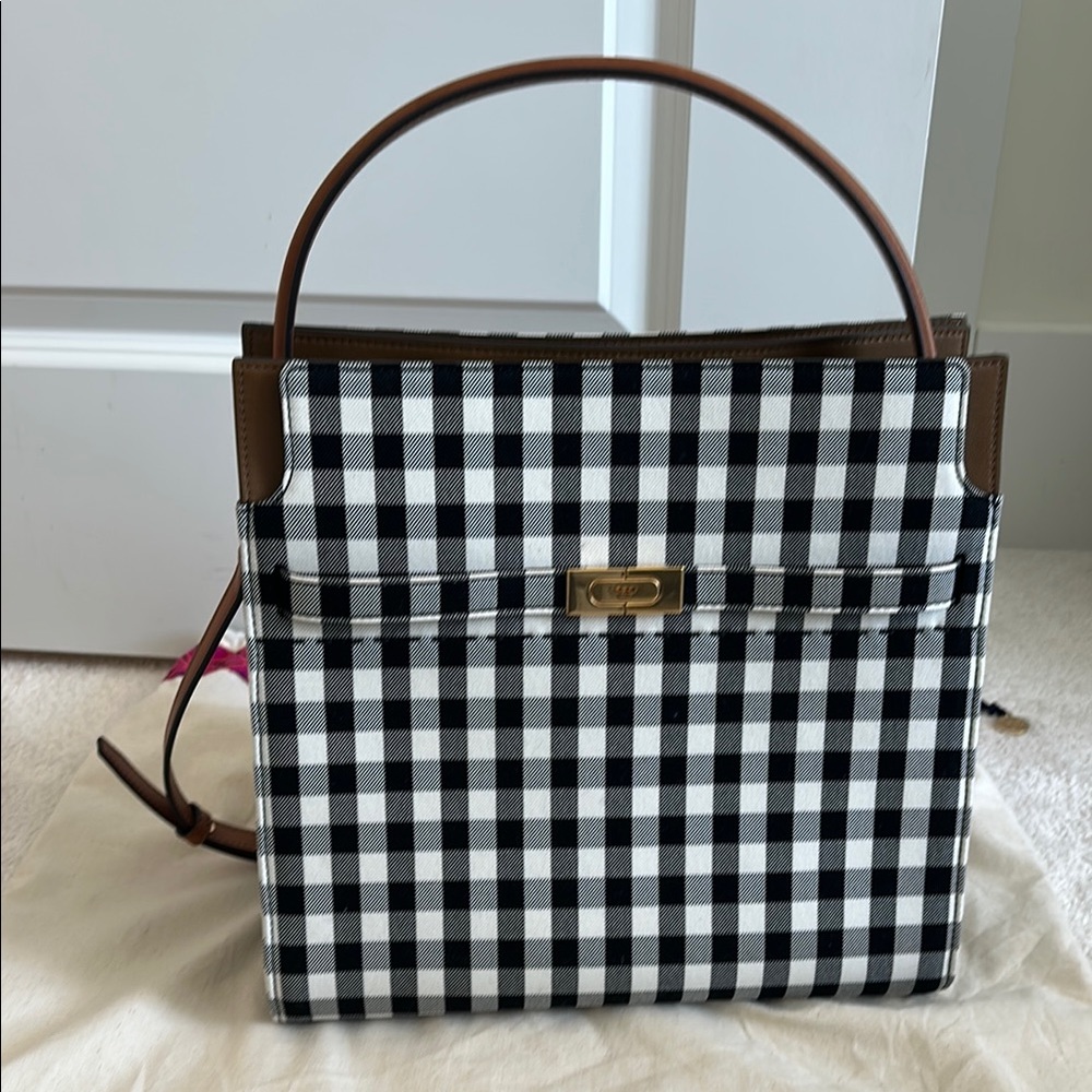 Tory Burch Lee Radziwill Black and White Gingham Handbag